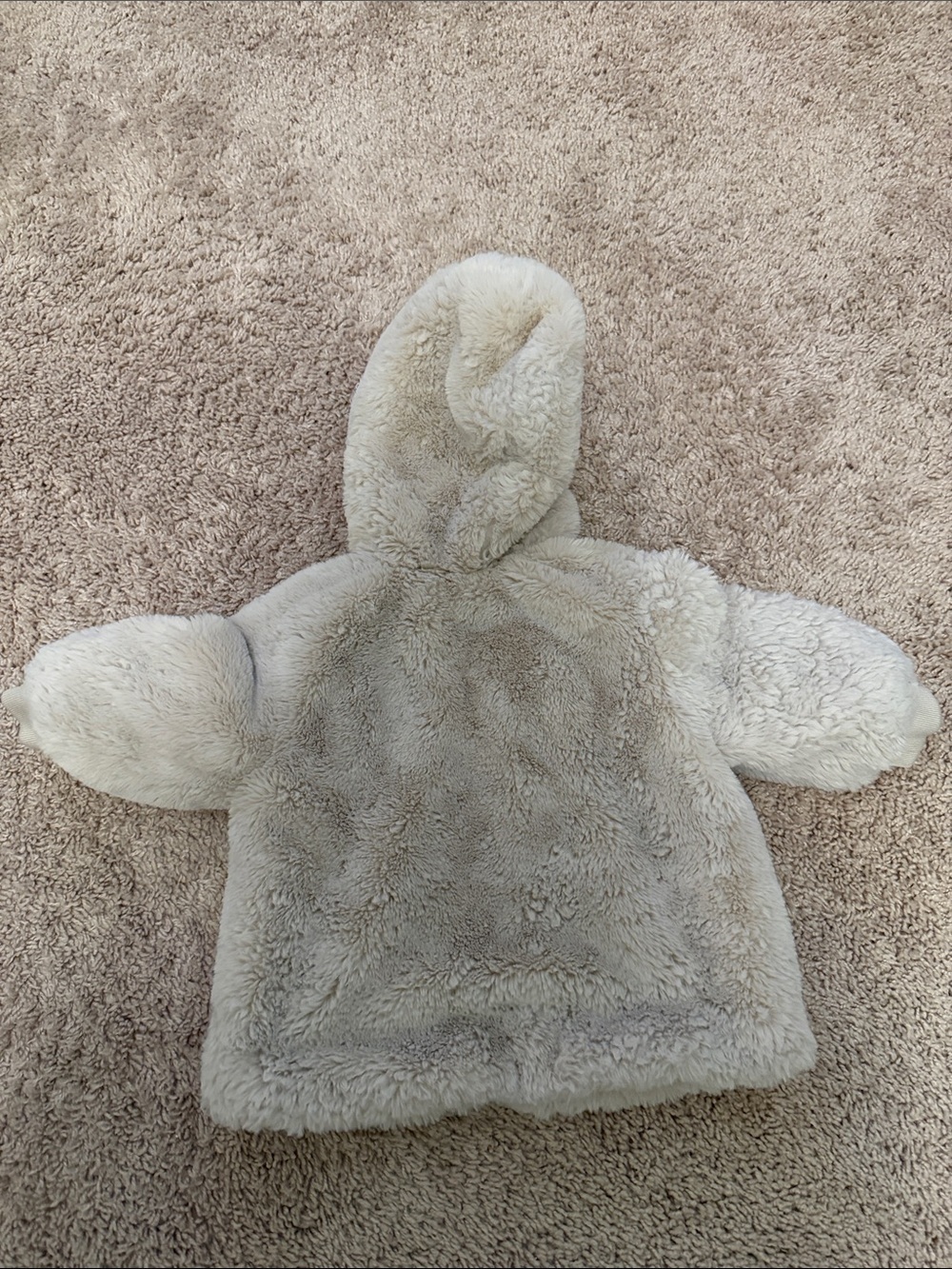 Zara Kids Cream Sherpa Hooded Puffer Jacket size 9/12M - Picture 4 of 4